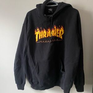 Thrasher Black Hoodie with Flame Logo